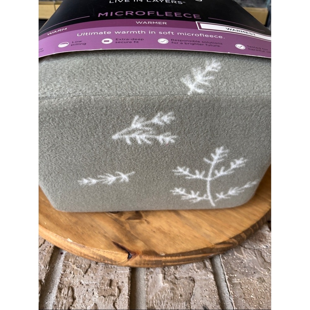 Cuddl Duds Twin Microfleece Sheet Set Green & White Leaf Print GIFT NEW - Picture 3 of 12